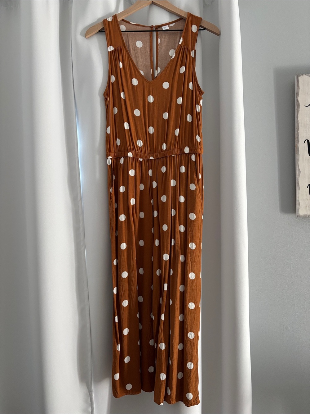 Old Navy Rust Brown Polka Dot Sleeveless Jumpsuit